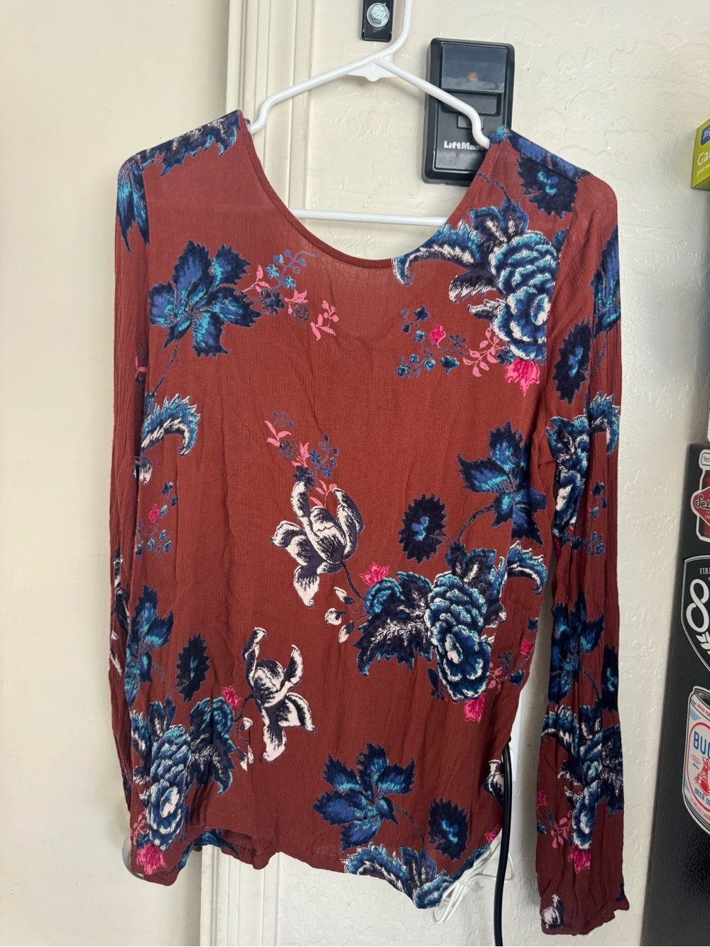 Billabong Rust Red Floral Long Sleeve Blouse
